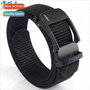 New alloy automatic buckle men belts braided elastic nylon b