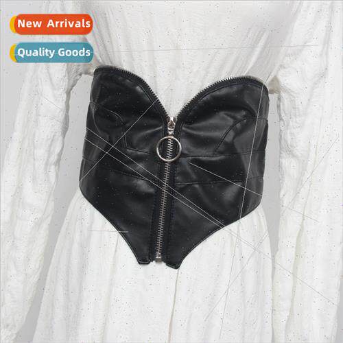 Europe Diablo niche zipper irregular PU leather waistband wo