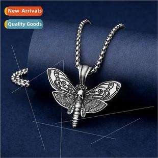 men nec Skull steel tanium ins punk Pendant Moth Lambs lence