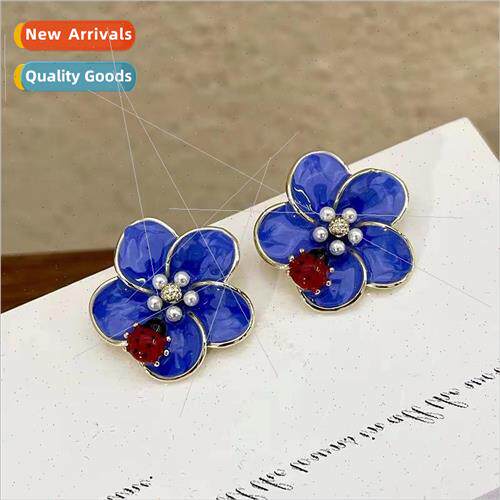 925 lver Needle Celebry Retro Flower Earrings Fresh Elegant