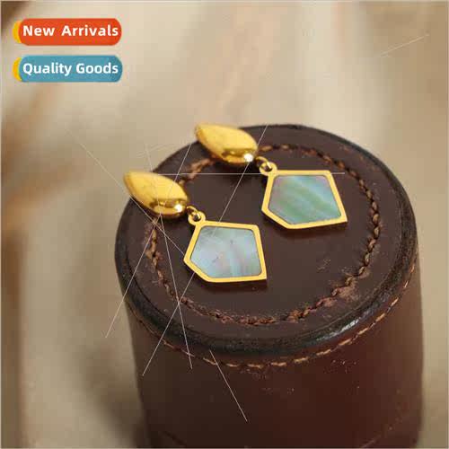 French new retro tanium steel gold-plated melon geometric ni