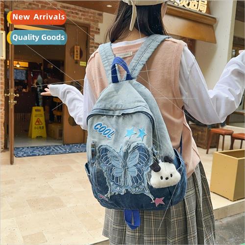 Japan gradient tie-dye washed denim blue butterfly shoulder