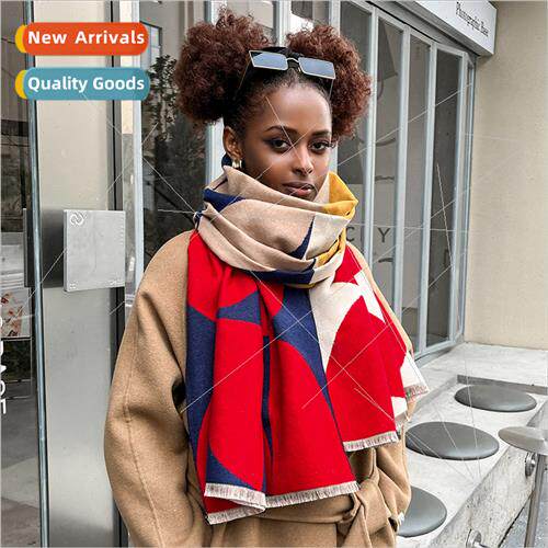 Autumn winter new color collision scarf Ms. thickened warm l
