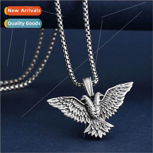 ins double-headed eagle pendant men hip hop necklace punk je