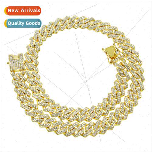 Europe hip-hop men women Cuban chain chain necklace full dia