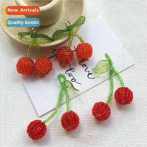 Handmade woven beads sweet cute red cherry pendant accessori