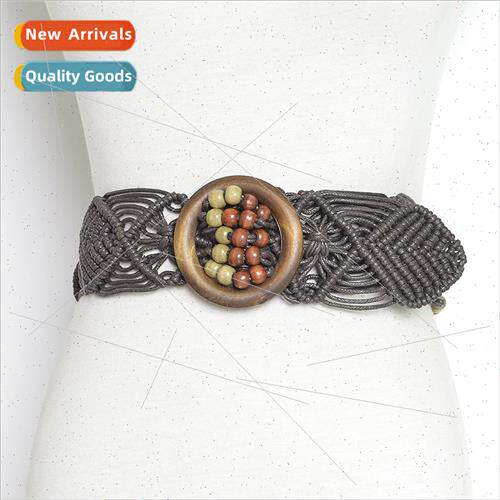 Europe new retro pattern handmade wax rope braided wooden bu
