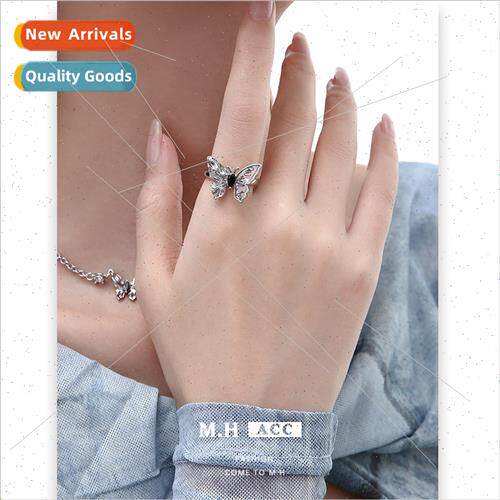 Autumn word painting butterfly open ring female adjustable h