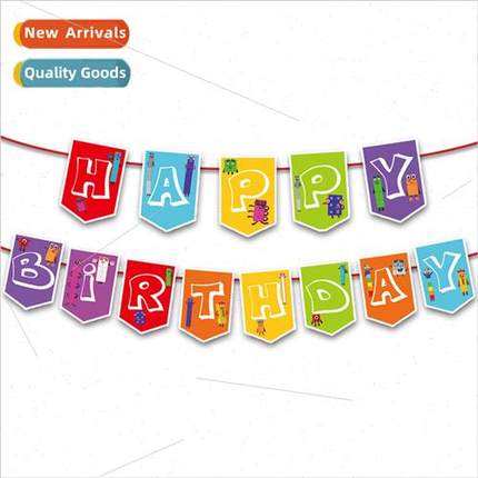 New Numberblocks Theme Birthday Party Flag Decoration Suppli