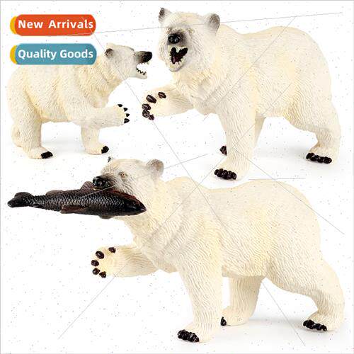 Forest animal model polar bear eating fish brown bear black