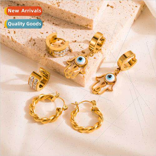 Ins wind fashion titanium steel earrings devil eye hollow pa