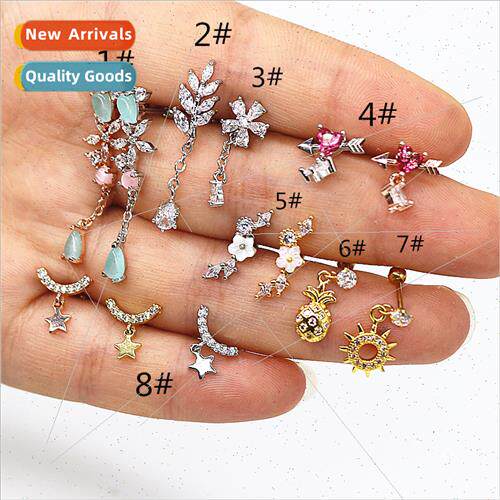Ear bone stud Europe stainless steel earrings micro-set zirc