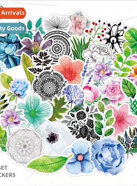 50 -repeating plant flower stickers waterproof luggage lapto