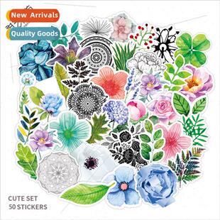 50 -repeating plant flower stickers waterproof luggage lapto