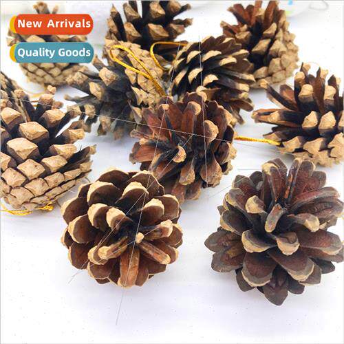 Primary color pine cone 6pcs Christmas decorations hanging g