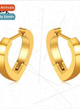 Golden Stainless Steel Earrings Earrings Buckles Europe Geom