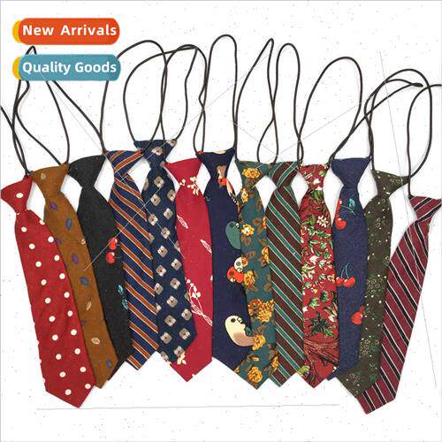 Floral polka dot striped cartoon student ins short small tie