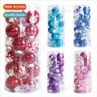 6cm24pcs PET colorful plastic ball transparent Christmas bal