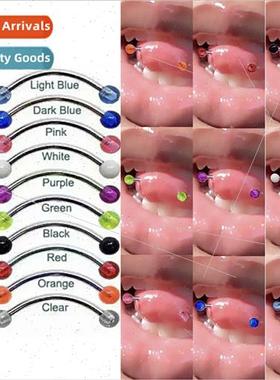 Europe minimalist ins body piercing tongue stud acrylic curv