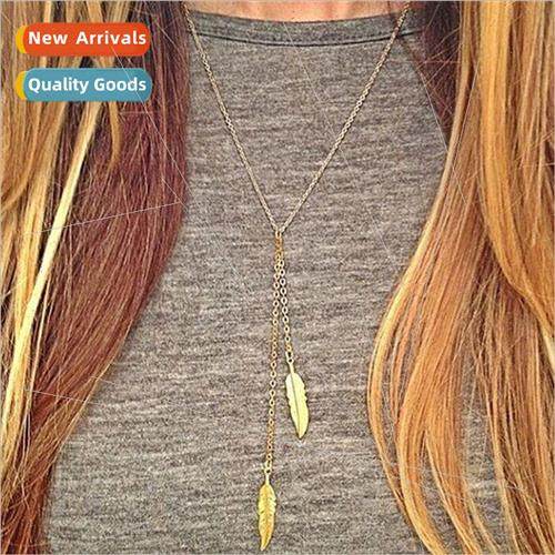 Fashion simple Mori ladies splicing match long jumper chain