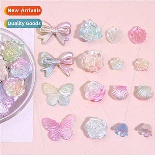 cream gradient pendant imation bead pearl bow ABS rose