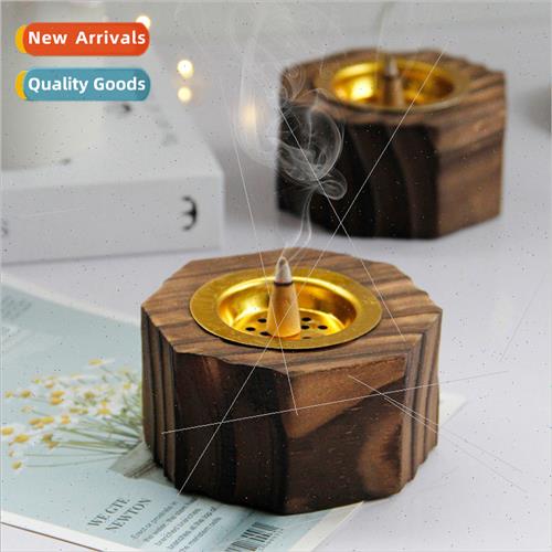 Vintage Black Minimalist Octagonal Wooden Incense Burner Mod