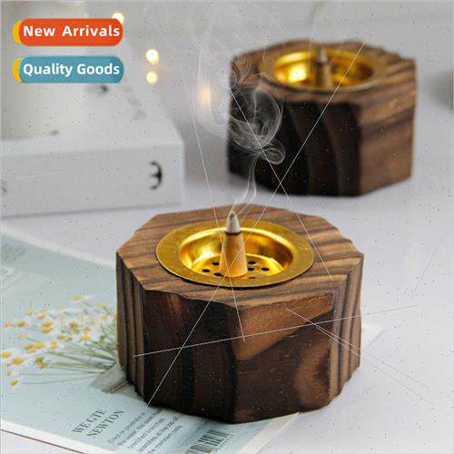 Vintage Black Minimalist Octagonal Wooden Incense Burner Mod