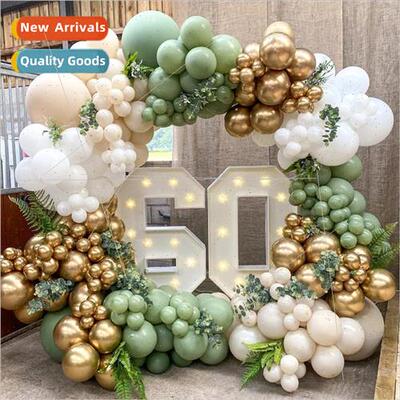 Sage Green Balloon Garland Set Gold Metallic White Latex Bal