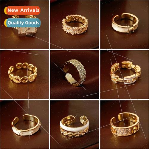 Zirconia geometric hollow open ring fashion index finger rin