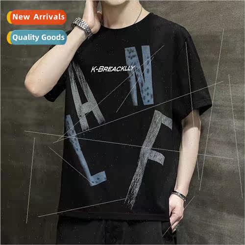 Men new short-sleeved t-shirt men loose half-sleeved round n