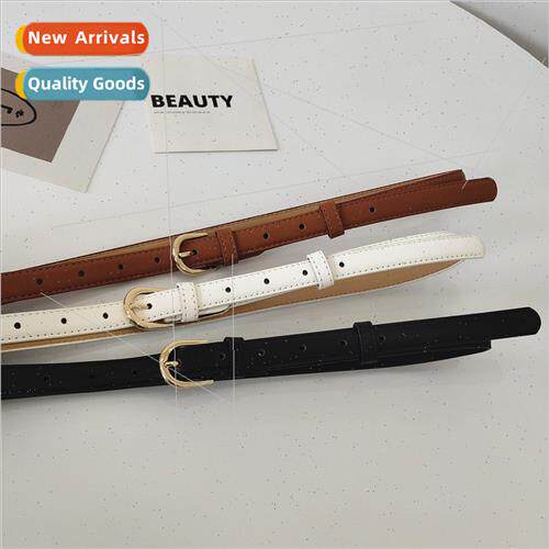 Women  simple versatile thin waist oval pin buckle coat coat