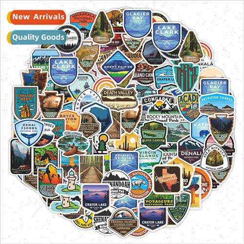 U.S. Parks 100 pcs  Park self-adhesive matte film stationery