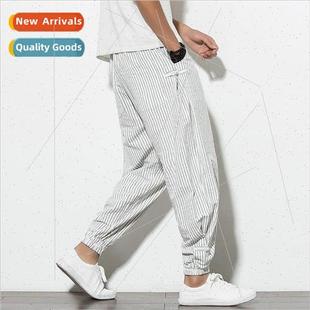 casual pants thin disk cott summer buckle spring Chinese men