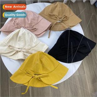 sweet cute hat soft children fisherman girl bow Japanese tie