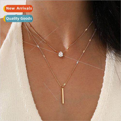 Europe fashion small vertical bar tassel pendant collarbone