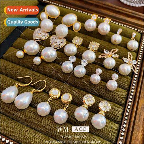 silver needle zirconia simple pearl earrings fall winter hun