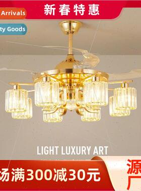 crystal fan light living room household dining room light lu