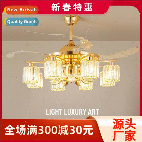 crystal fan light living room household dining room light lu