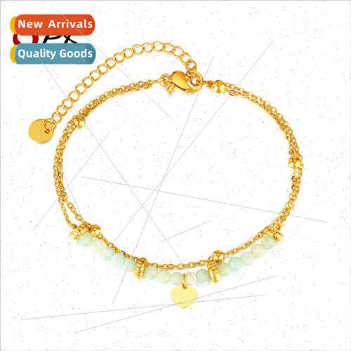 Stainless Steel Double Chain Splicing Natural Stone Beaded H