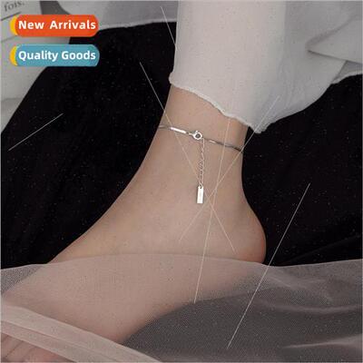 S925 lver Flat Snake Chain Anklet 2023 New Wave ins Cold Win