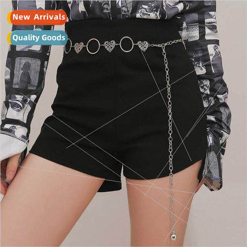 French vintage simple metal heart circle waist chain ladies