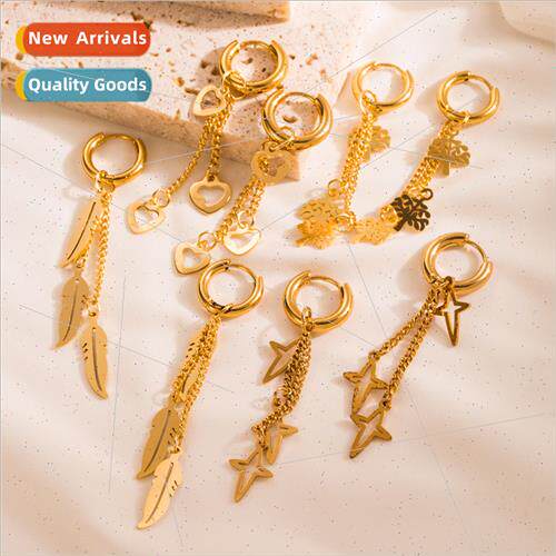 Korea stainless steel long chain earrings female fashion lov