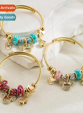 Pan a new stainless steel bracelet hundred glazed beads inla