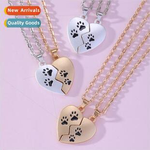 New Couple Necklace Pet Footprint Dog Paw Pendant Fashion Lo