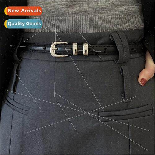 Thin belt niche sense leather thin belt women simple versati