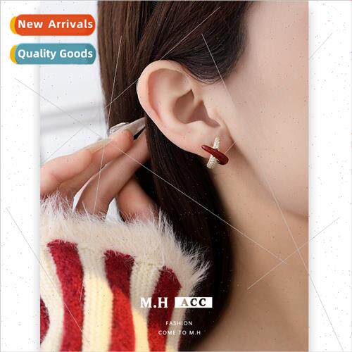 Winter cross oil drop earrings female diamond-set exquise fa