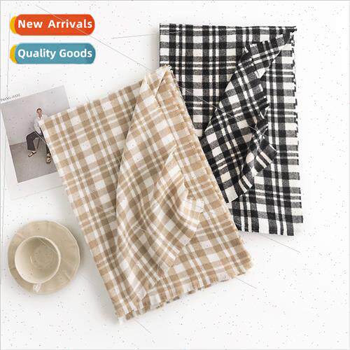 Soft cozy medium-length twill scarf fashion simple plaid war