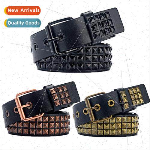 Rivet Belt Metal Square Bead Belt Men Women Pyramid Belt Eur