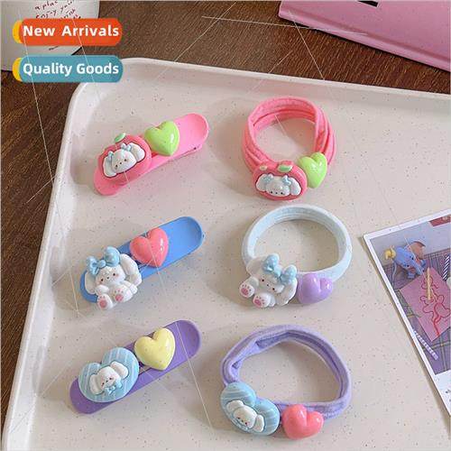 Cute bow puppy hair clips sweet girl hundred wh leather bhea