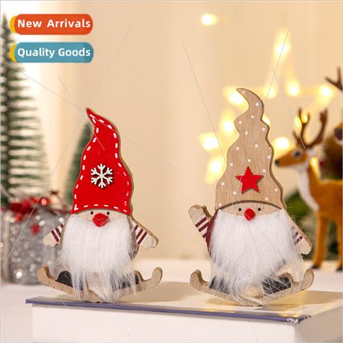 New Christmas decorations Santa Claus sleigh wooden ornament